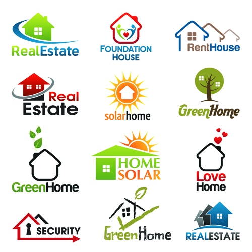 12 Kind real estate logos free vector