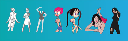 vector shout sexy posture female cartoon characters 