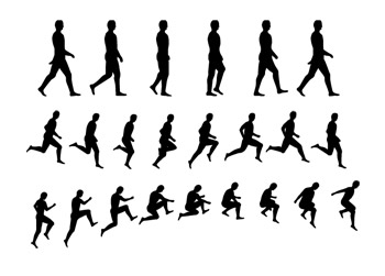 walking vector silhouette running jumping character action 