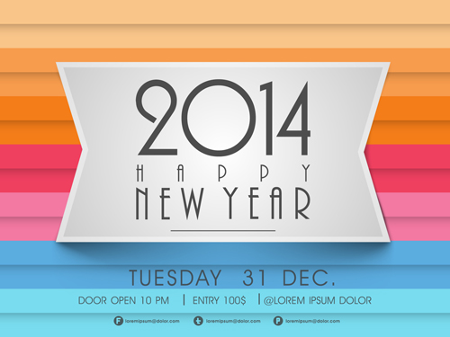 Creative 2014 New Year vector background set 06