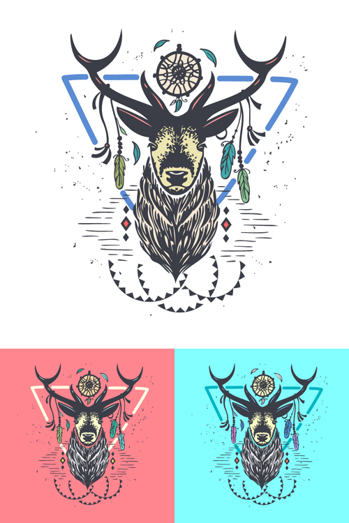 Animal logo illustration vintage vector material 04