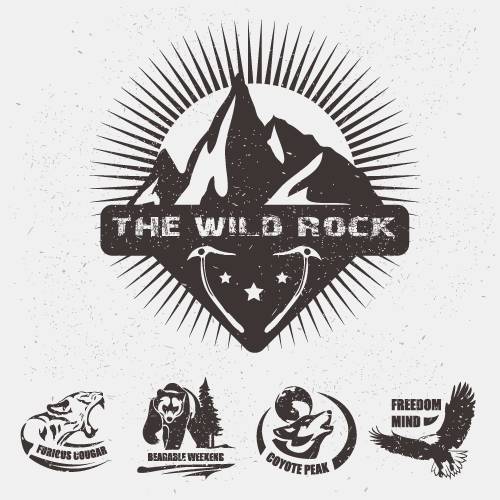 Animal logo illustration vintage vector material 05