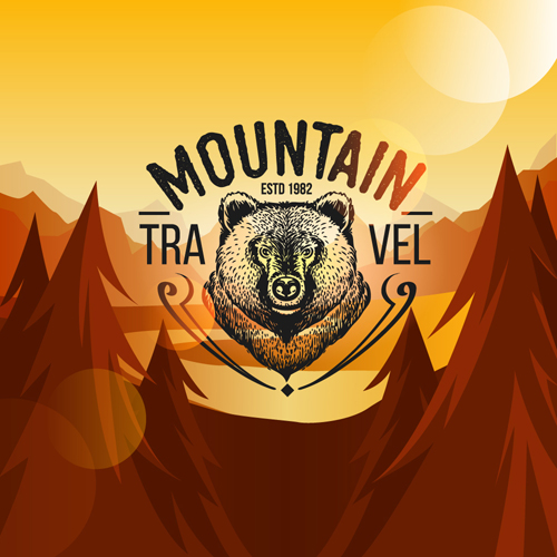 Animal logo illustration vintage vector material 09