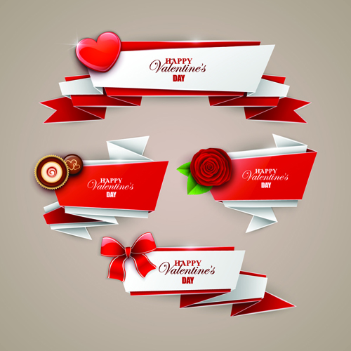 Shiny origami banners vector material 06