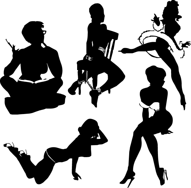 Beautiful girls silhouette design vector material 08