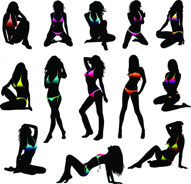 vector material silhouette material girls girl beautiful 