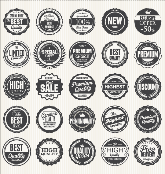 Black with white premium quality labels vector 02