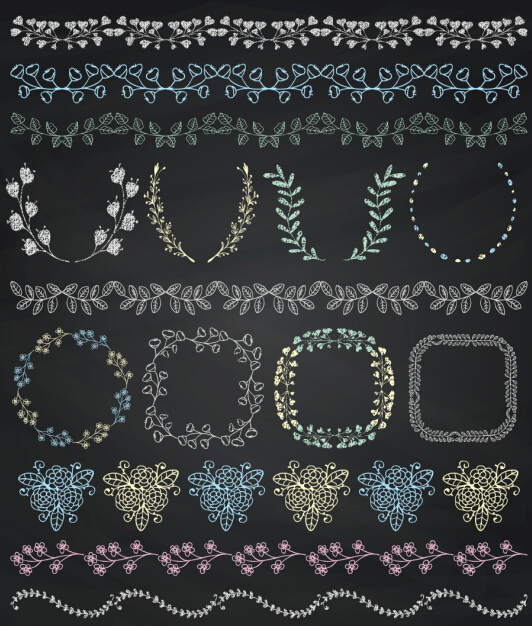 Borders with frame and laurel wreath cute vector 02