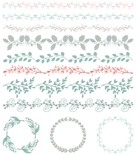 Borders with frame and laurel wreath cute vector 04