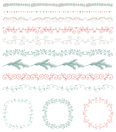 Borders with frame and laurel wreath cute vector 05