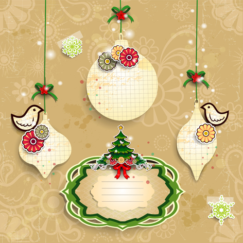 Christmas decor paper and frames vector
