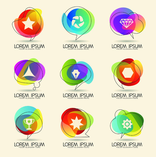 Colorful shape logos design vector 01