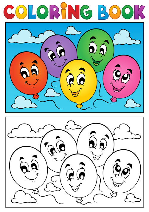 Coloring book vector set 04