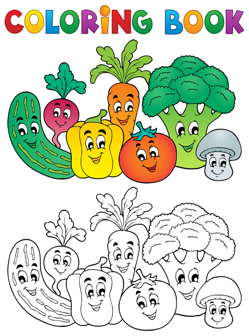 Coloring book vector set 05