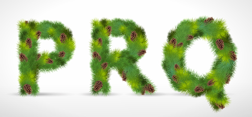 Creative Christmas Tree alphabet and number vector set 10