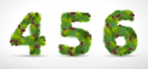 Creative Christmas Tree alphabet and number vector set 15