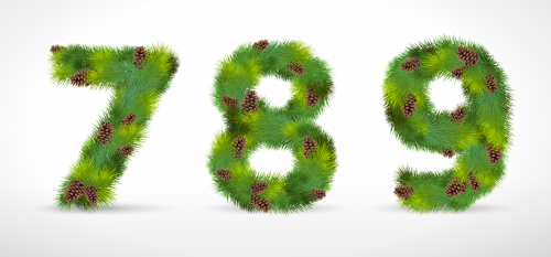 Creative Christmas Tree alphabet and number vector set 16