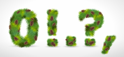 Creative Christmas Tree alphabet and number vector set 17
