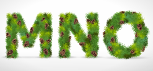 Creative Christmas Tree alphabet and number vector set 18