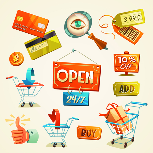 Creative shopping elements set vecter 01