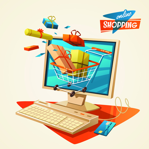 Creative shopping elements set vecter 02