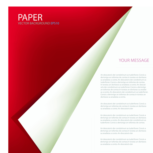 Curled corner paper vector background set 05