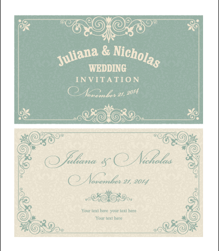 dding invitation cards vector set 02 Decorative pattern wedding invitation cards vector set 02