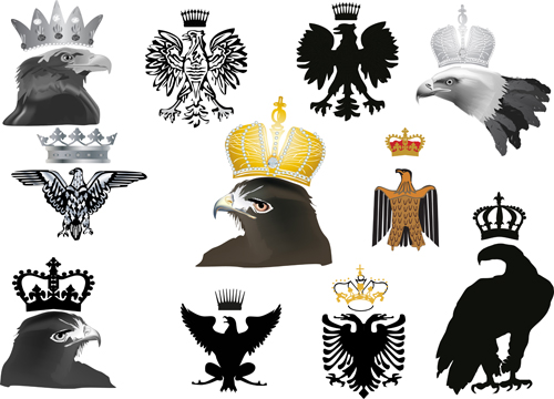 Eagle sign with crown vector material Eagle sign with crown vector material