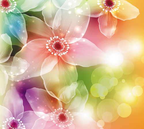 y flowers shiny vector background 01 Fantasy flowers shiny vector background 01