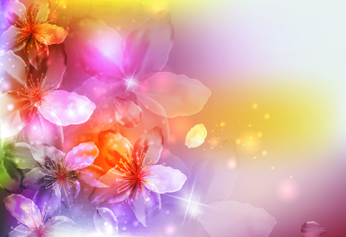 y flowers shiny vector background 02 Fantasy flowers shiny vector background 02