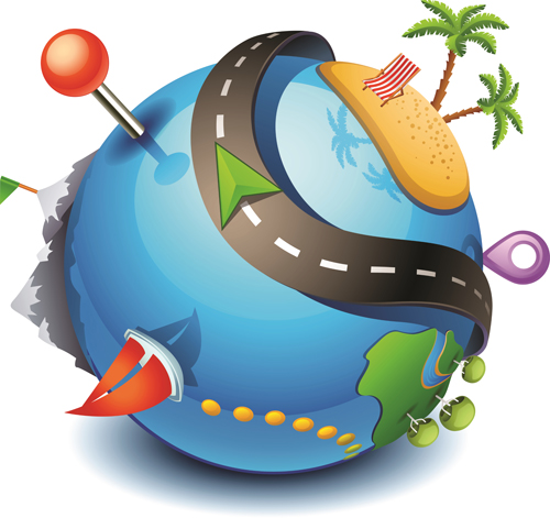 Fashion travel elements vector backgrounds set 03