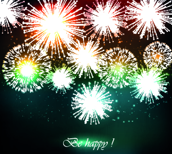 Beautiful Fireworks design vector background 02