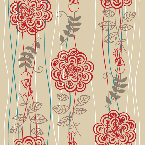 Vivid Flower pattern design vector graphic 04