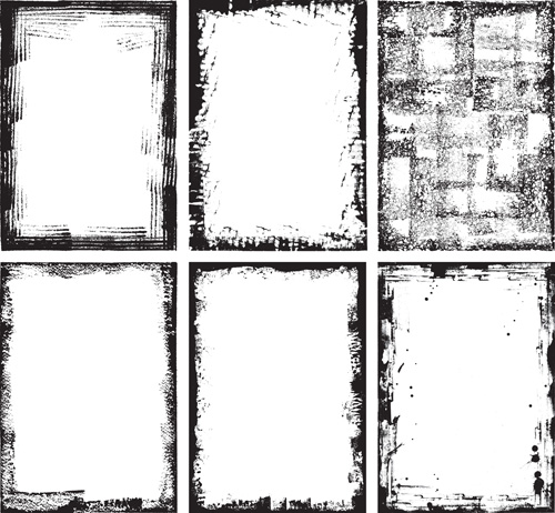 Grunge black frame vector material set 02