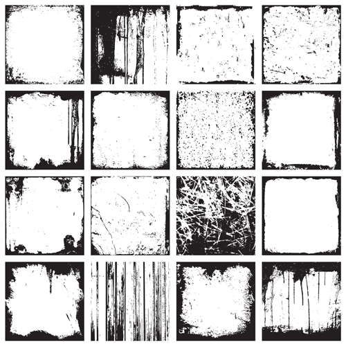 Grunge black frame vector material set 03