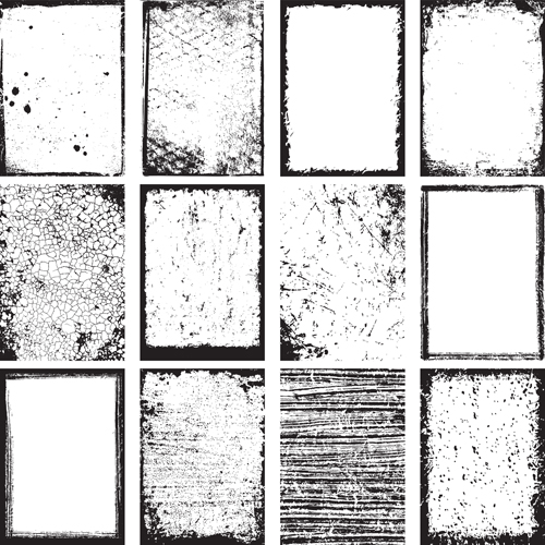 Grunge black frame vector material set 04