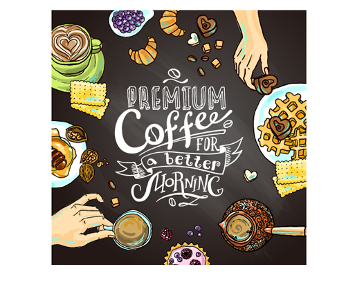 hand drawn Coffee elements background 