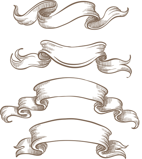 Hand drawn vintage ribbon benner vector 06