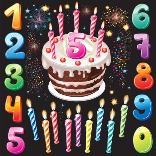 Happy Birthday elements card vector 04
