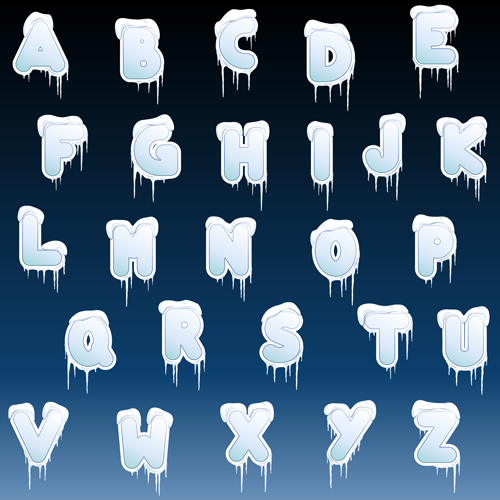 Ice alphabet and number vector material 01
