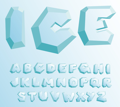Ice alphabet and number vector material 02