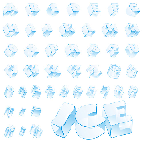 Ice alphabet and number vector material 05