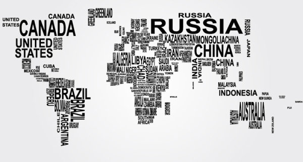 Modern text with map vector material 01