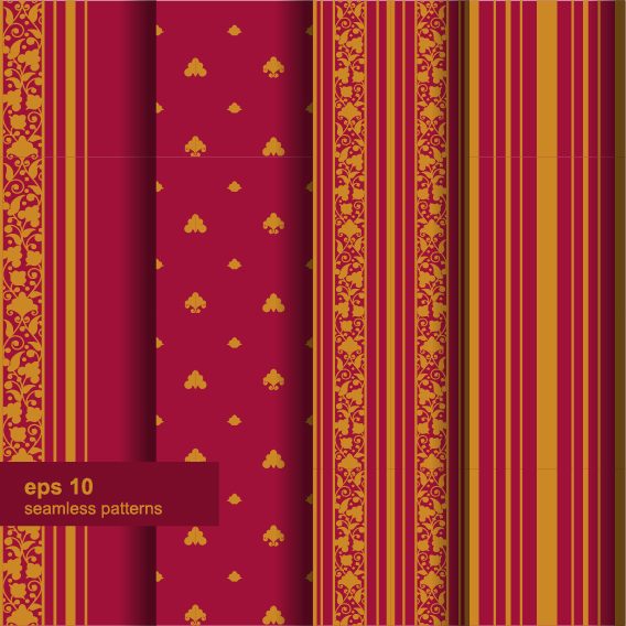 Ornaments floral pattern seamless set vector 02