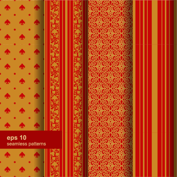 Ornaments floral pattern seamless set vector 03