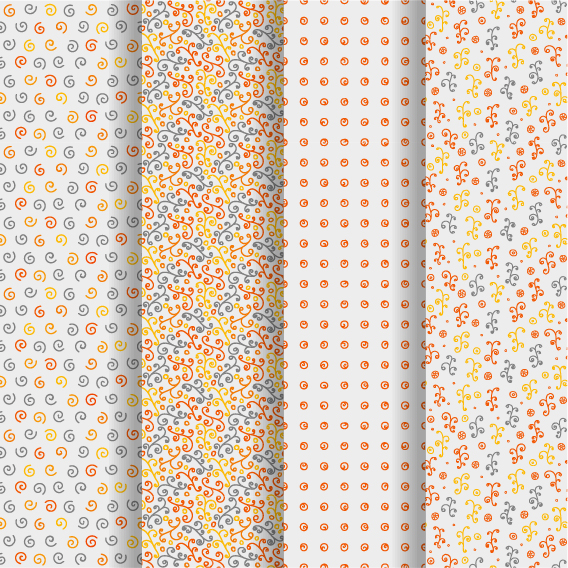 Ornaments floral pattern seamless set vector 10