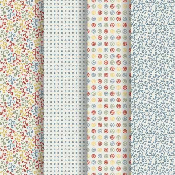 Ornaments floral pattern seamless set vector 11
