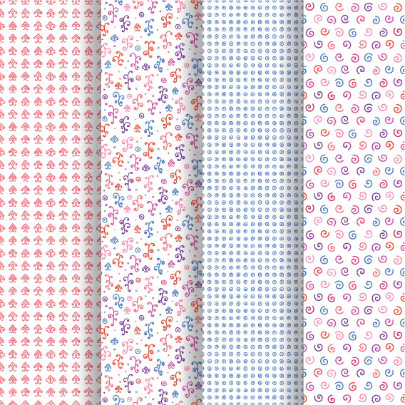 Ornaments floral pattern seamless set vector 12