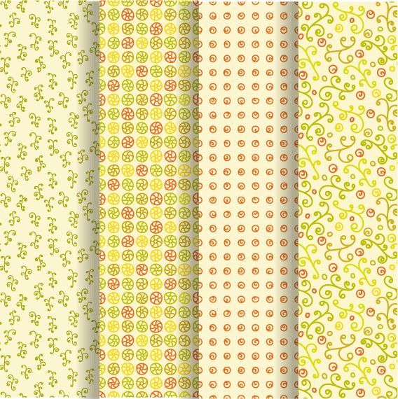 Ornaments floral pattern seamless set vector 13