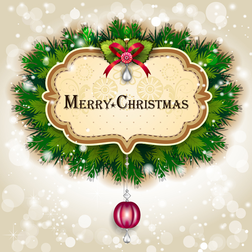 Pine needles frame christmas background 03